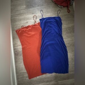 Elegant Blue and Orange Spaghetti Strap Dresses
